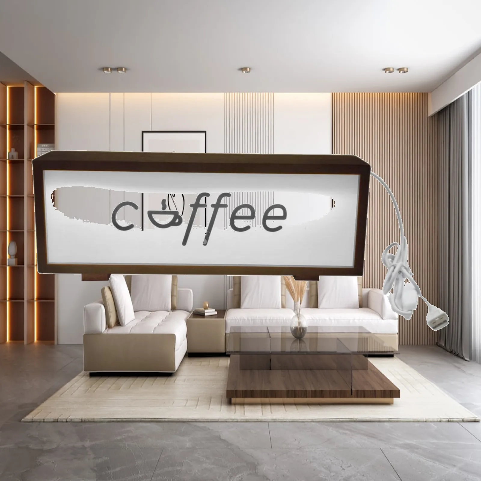Decorative Coffee Sign Frame with Light Creative Acrylic Lamp Night Light Welcome Sign for Home Cafe Bar Farmhouse