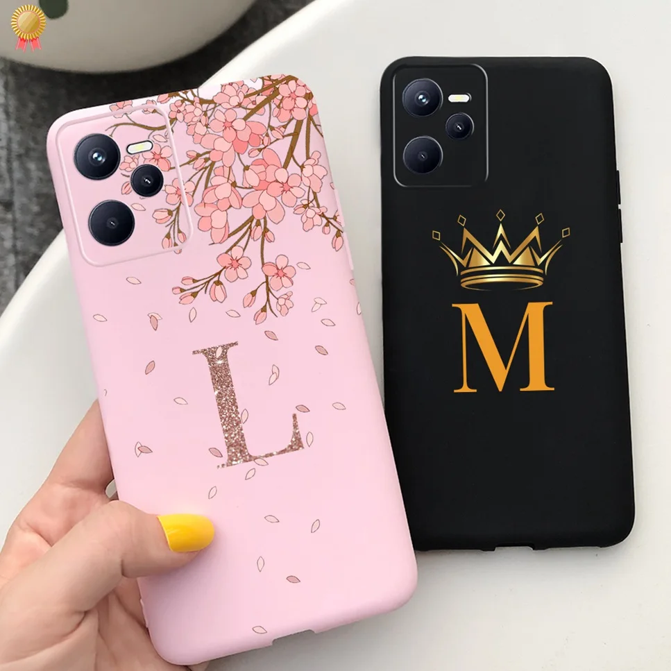 For Realme C35 4G Case Soft TPU Silicone Pink Back Cover For Oppo RealmeC35 Realme C35 C 35 Phone Case Coque Funda Cute Letters