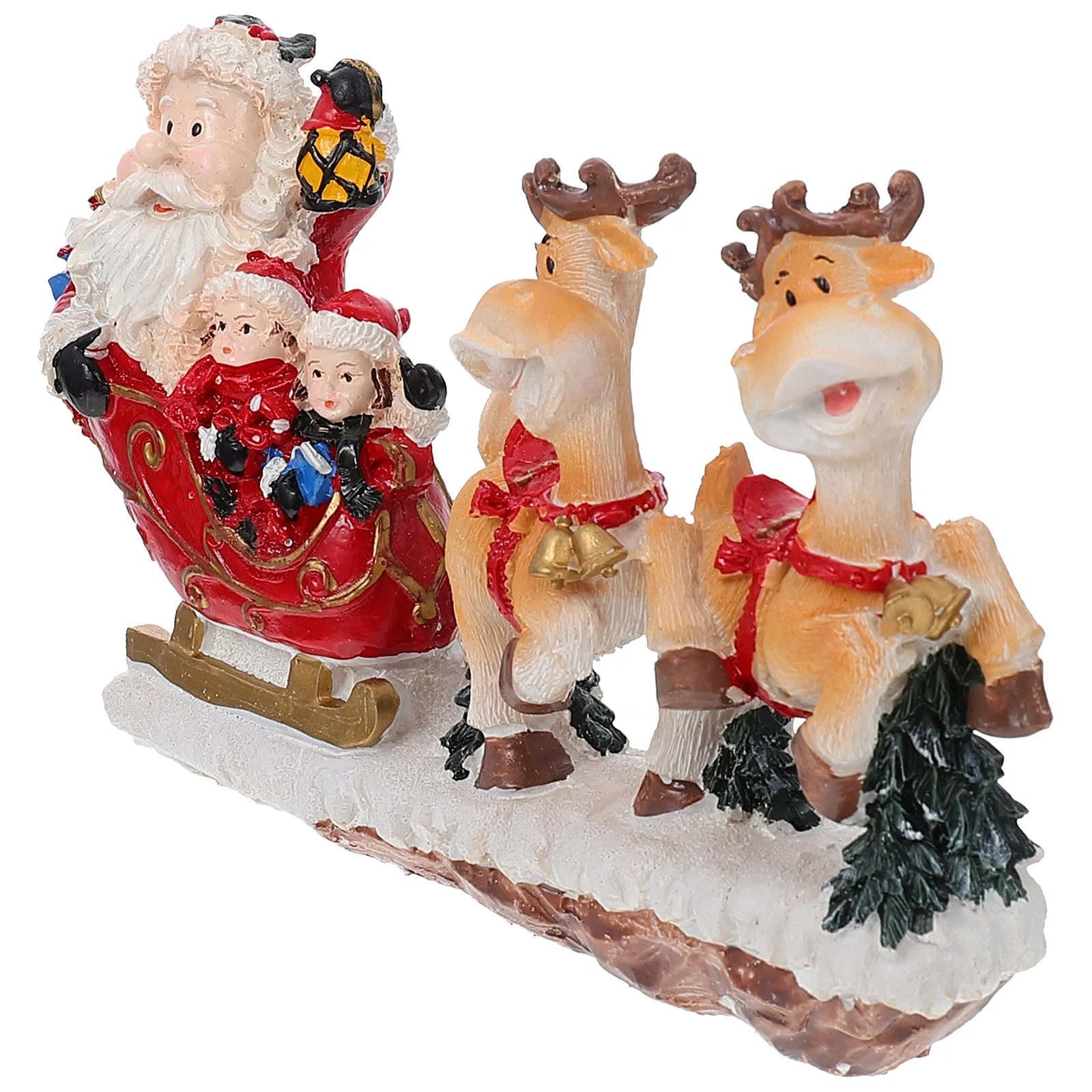 

1Pcs Elk Cart Xmas Resin Decoration Cartoon Christmas Desktop Ornament Party Tabletop Adornment Home Festival Gift