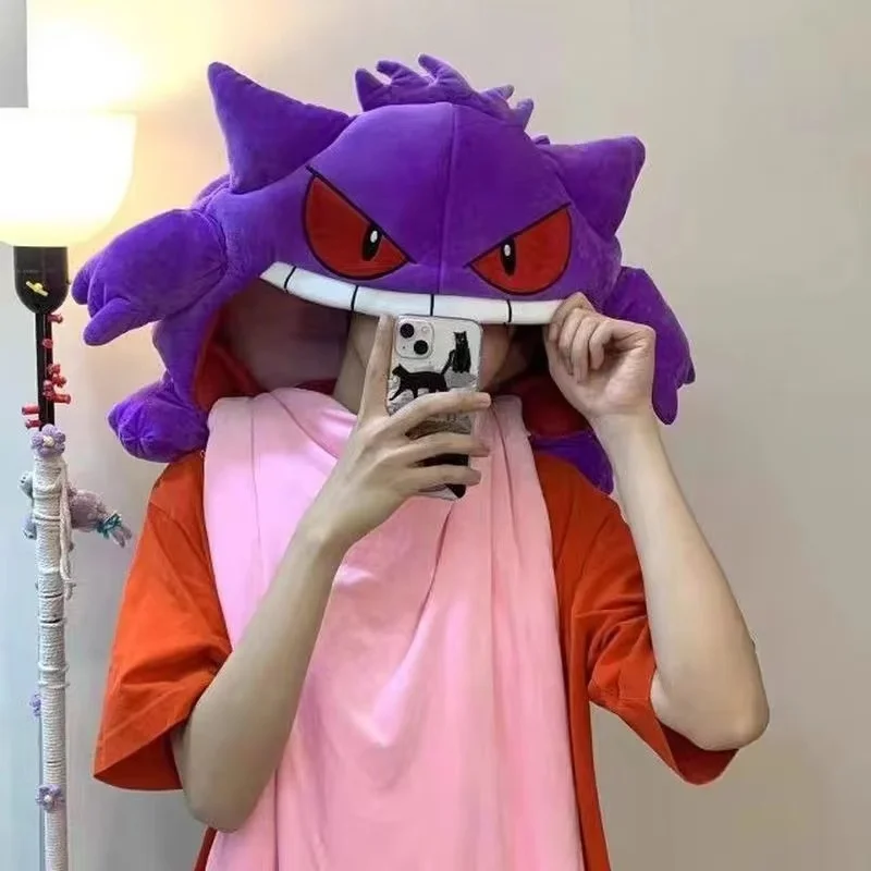 Hot 130cm Pokemon Gengar Big Tongue Cute Anime Peripheral Adult Xmas Gifts Big Size Gengar Sleep Pillow Dual Purpose Nap Blanket