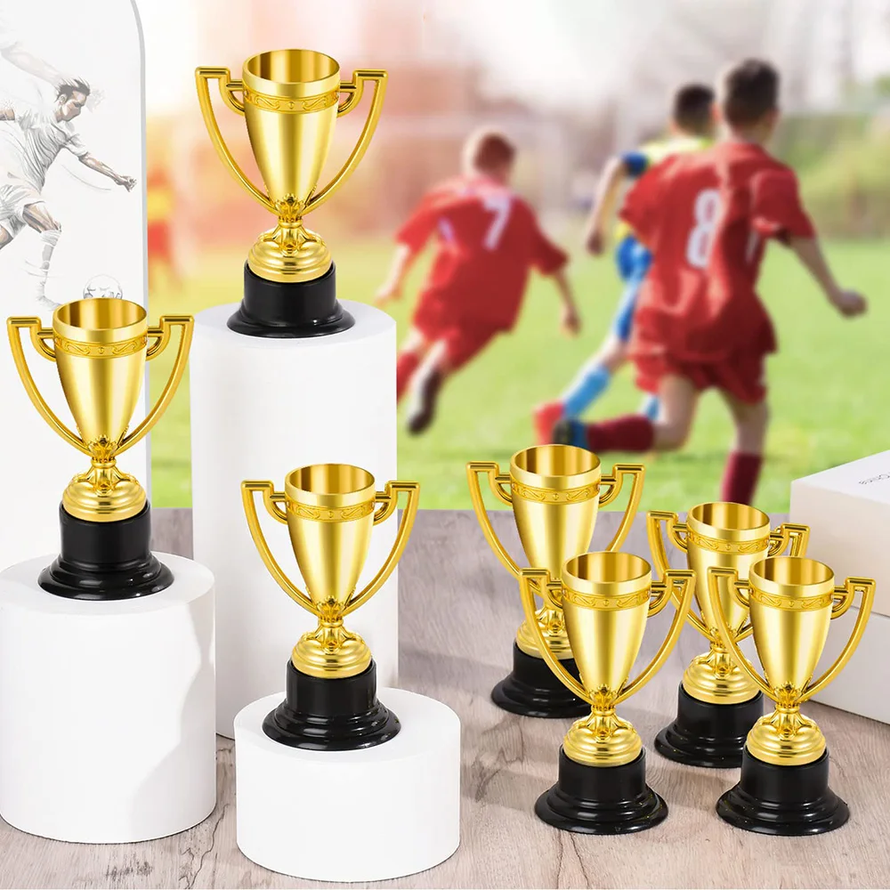 

6 Pcs Plastic Small Trophy Cup Golden Award Trophy Cup Classroom School Rewards Sports Tournament Winning Prizes Birthday Party