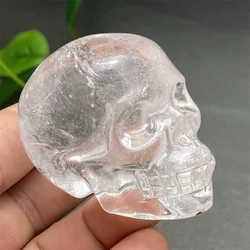 Natural High-quality White Crystal Carved Skull Hand-polished And Polished Carving Halloween Party Home Decoration Ornaments