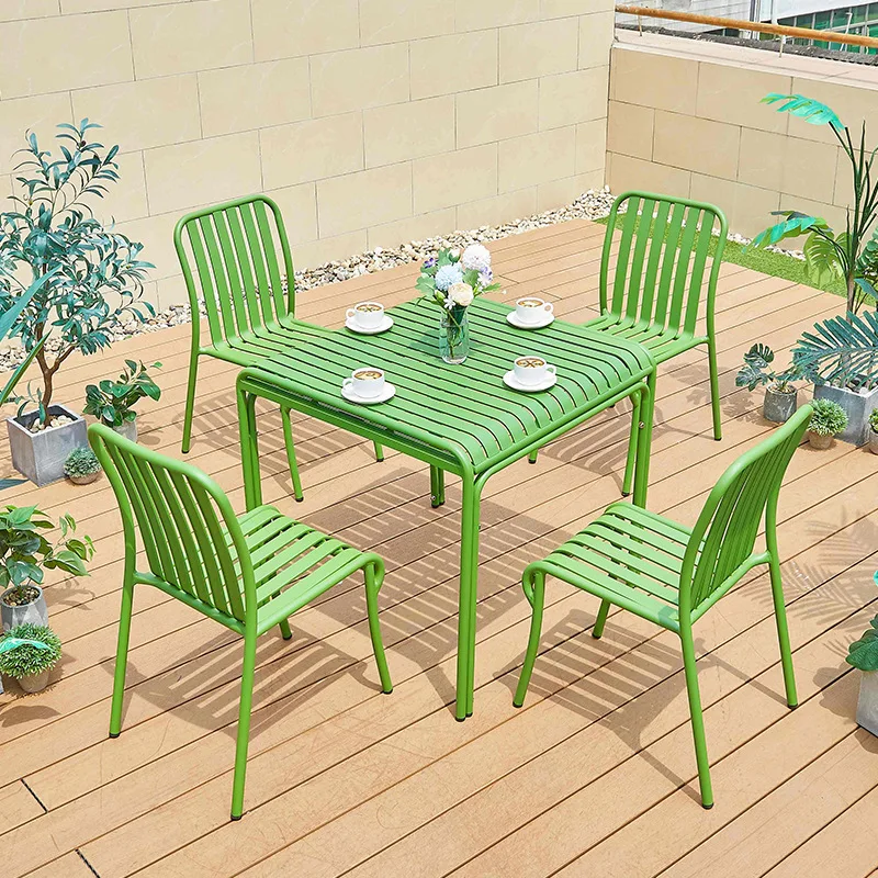 Outdoor cast aluminum table and chair combination garden outdoor table and chair set
