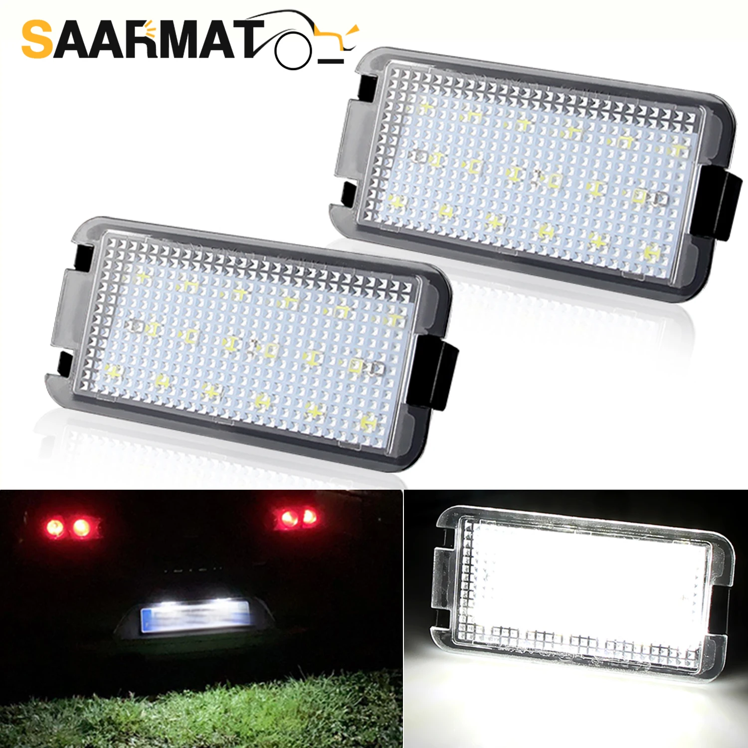 

2pcs For Seat Ibiza Altea Arosa Cordoba Leon Toledo III Canbus LED license number plate lights error-free white OEM#: 5P0943021