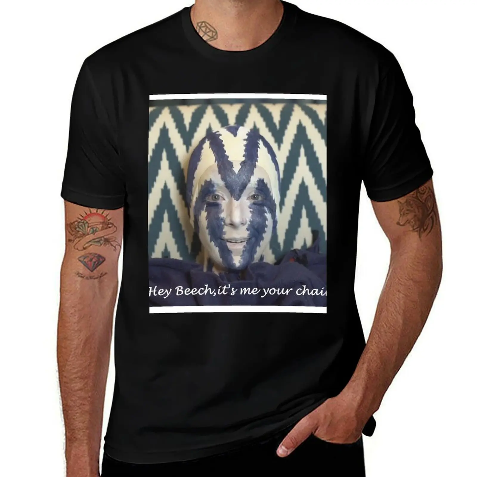 Hey beech it's me your chair T-Shirt Basic Solid Color Short Sleeve Cotton Top T-Shirt