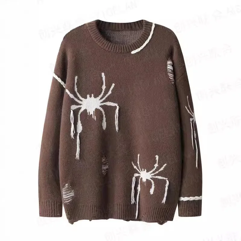 Spider Printed Sweater Man Women Autumn Winter Casual Loose Pullover Couple Fashion Trend Sweater Y2k 2024 New Tops Clothes