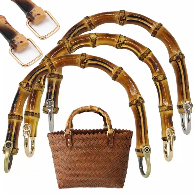 

U Shape Bamboo Bag Handles for Handbags Women Purse Tote Handle with Link Buckle Woven Bag Handle for DIY Bag Making Accessories