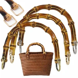 U Shape Bamboo Bag Handles for Handbags Women Purse Tote Handle with Link Buckle Woven Bag Handle for DIY Bag Making Accessories
