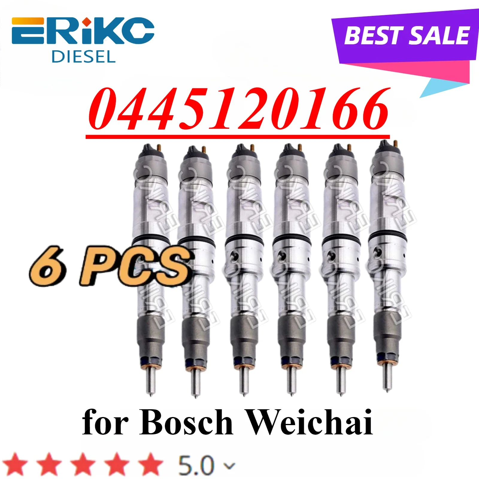 6 PCS 0445120166 Common Rail Injector 0 445 120 166 Auto Engine New Sprayer Nozzle 0445 120 166 For Bosch Weichai