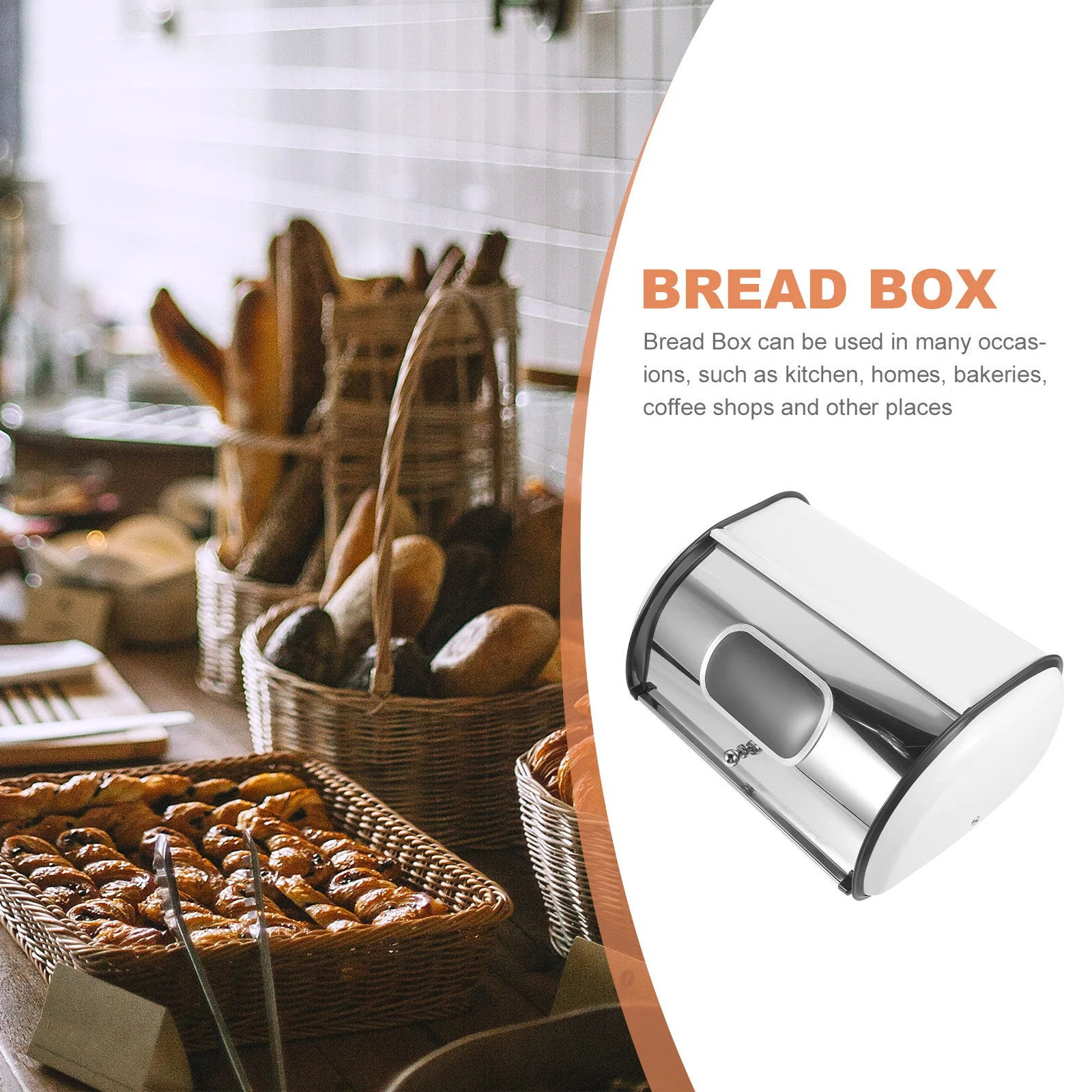 

Stainless Steel Bread Box Large Capacity Mirror Polished Countertop Kitchen Organizer Home Bakery Coffee Shop Bread
