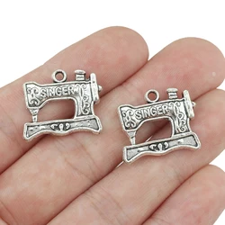 20 Pieces 20*22mm  Alloy Sewing Machine Charms Antique Silver Color  DIY Charms Vintage Pendant Accessory Jewelry Making