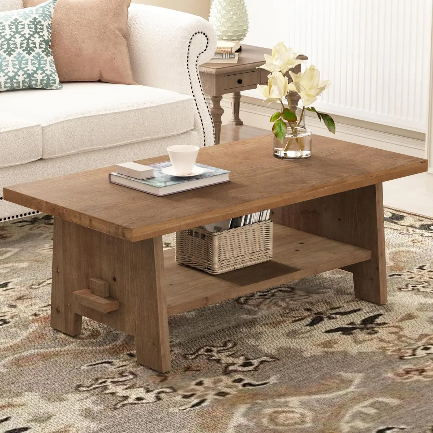Farmhouse Wood Coffee Table - 43.4