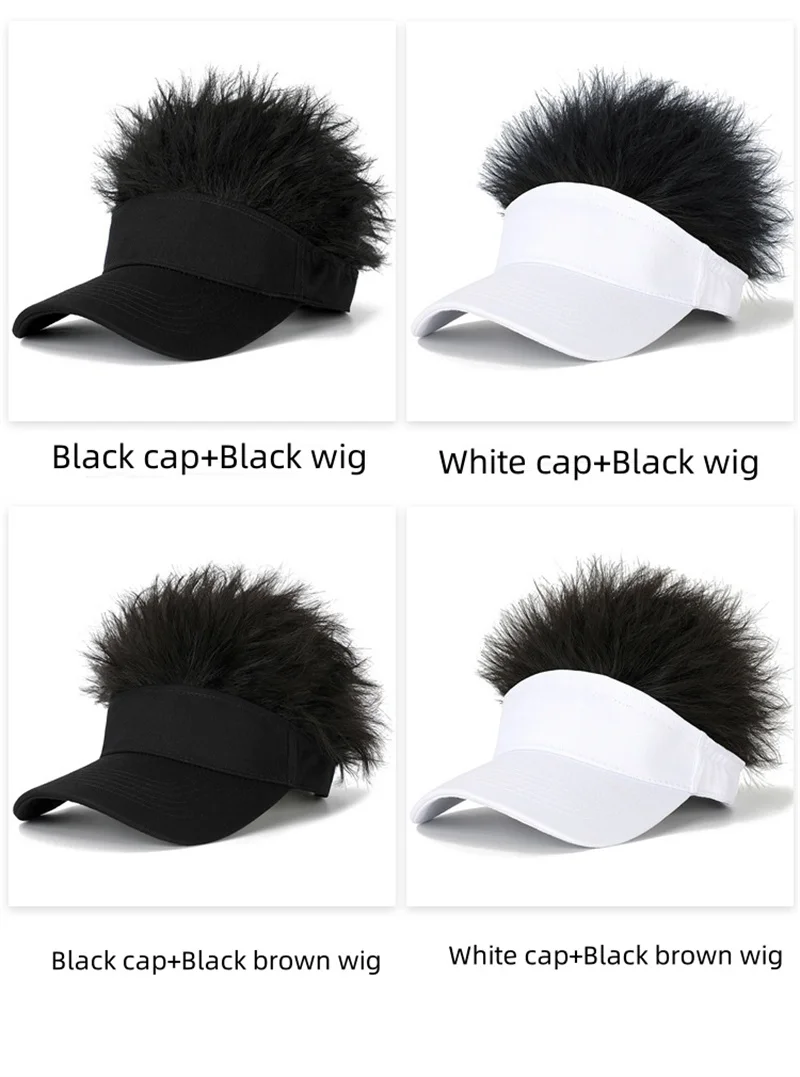 Cap With Wig Male Adjustable Straps Hair Women\'s Wig Camouflage Baseball Cap Sythetic HeatResistant Fiber Short Curly  Wigs