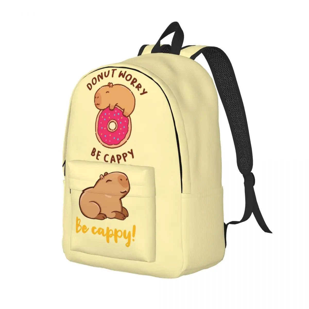 Capybara Be Happy Backpack Cartoon Student Schoolbag Children Daypack Travel Bag