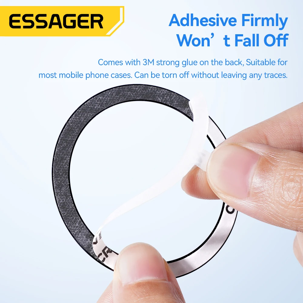 Essager 2PCS Magnetic Metal Ring for iPhone 15 14 13 12 Pro Max Plus MagSafe Magnet for Samsung Xiaomi Wireless Charging Plate