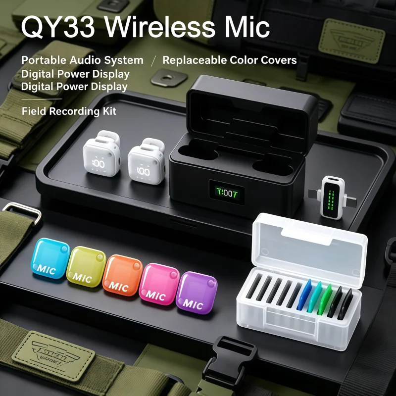 2026New QY33 Wireless Microphone, with replaceable color decorative cover, suitable for live streaming and Vlog shooting