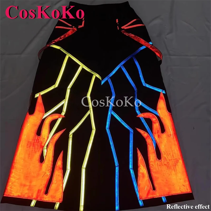 

CosKoKo Classic Ghost Dance Pants Flame Pattern Reaper Phat Trousers Melbourne Shuffle Straight-Leg Pants Reflective Trousers