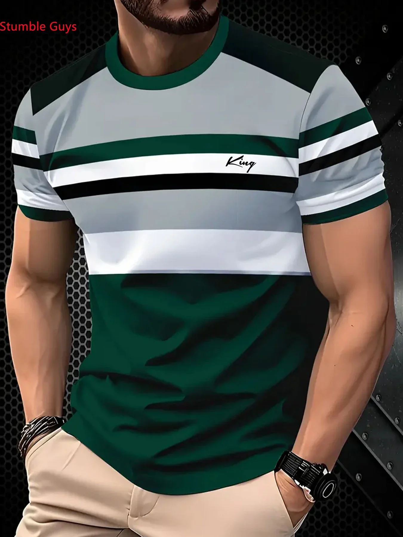 Sommer-Sport-T-Shirt für Herren, schnell trocknend, bedruckt, modisch, lässig, kurzärmelig, atmungsaktiv, Jersey-Oberteile