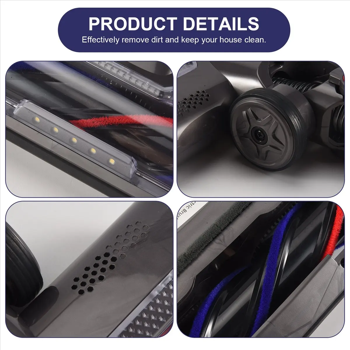 

goodok Electric Brush with Direct Drive for Dyson V7 V8 V10 V11 V15 Electric Brush Accessories Vacuum Cleaner Floor Nozzle