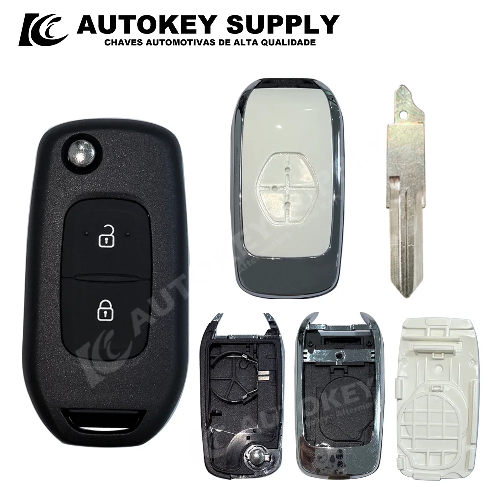 Autokeysupply 2/3 Buttons Modified Folding Key Housing with (VAC102) For Renault