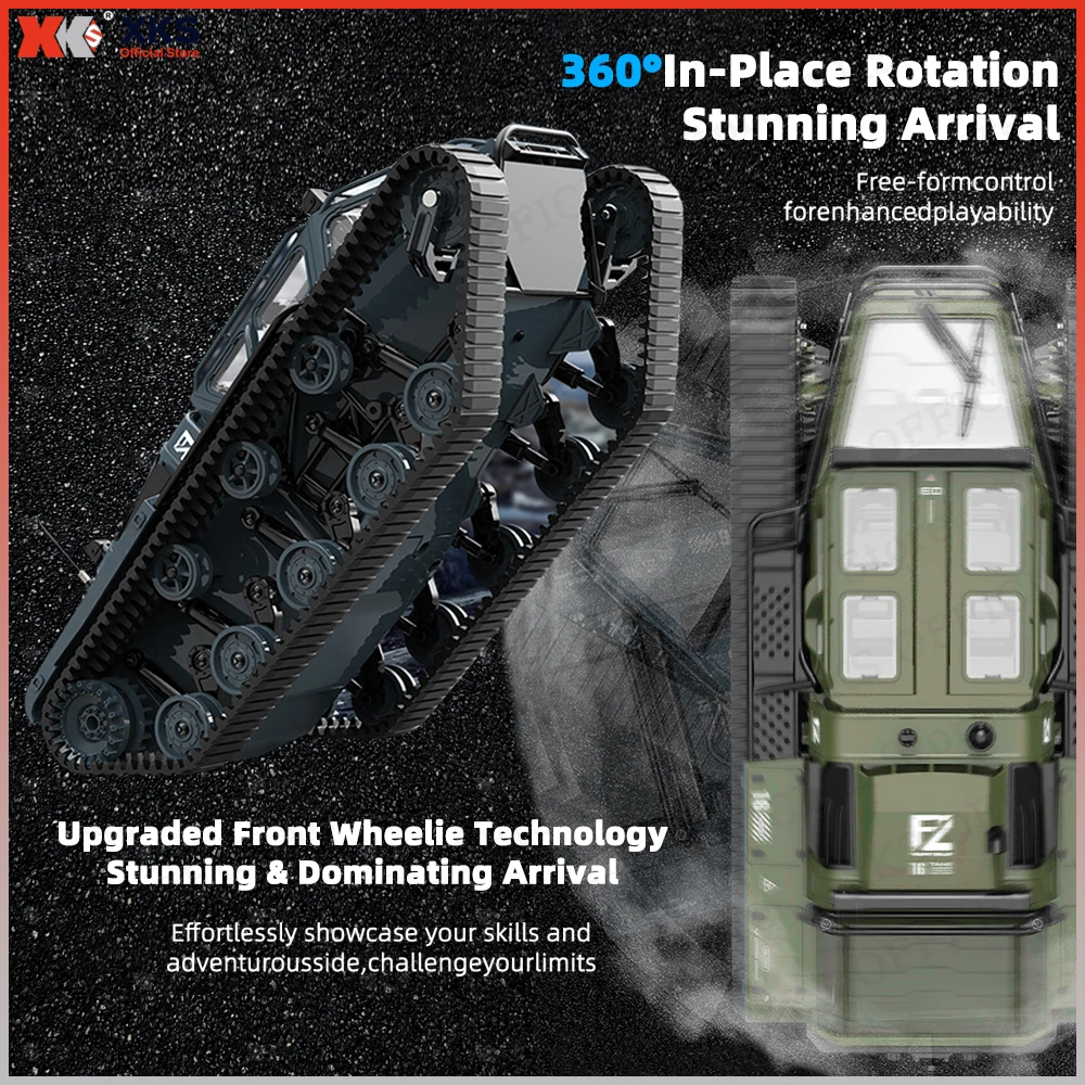 XKS JJRC C8812 Carro RC com tanque rastreado em escala - LED Light-Up 4WD Off-Road Controle remoto totalmente proporcional, deriva de alta velocidade, melhor C