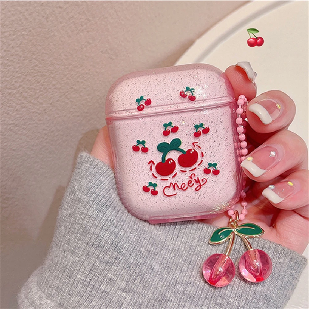 Custodia per cuffie con Glitter trasparente rosa coreano per Airpods Pro 2 con custodia protettiva con ciondolo carino per Airpods 1 2 3