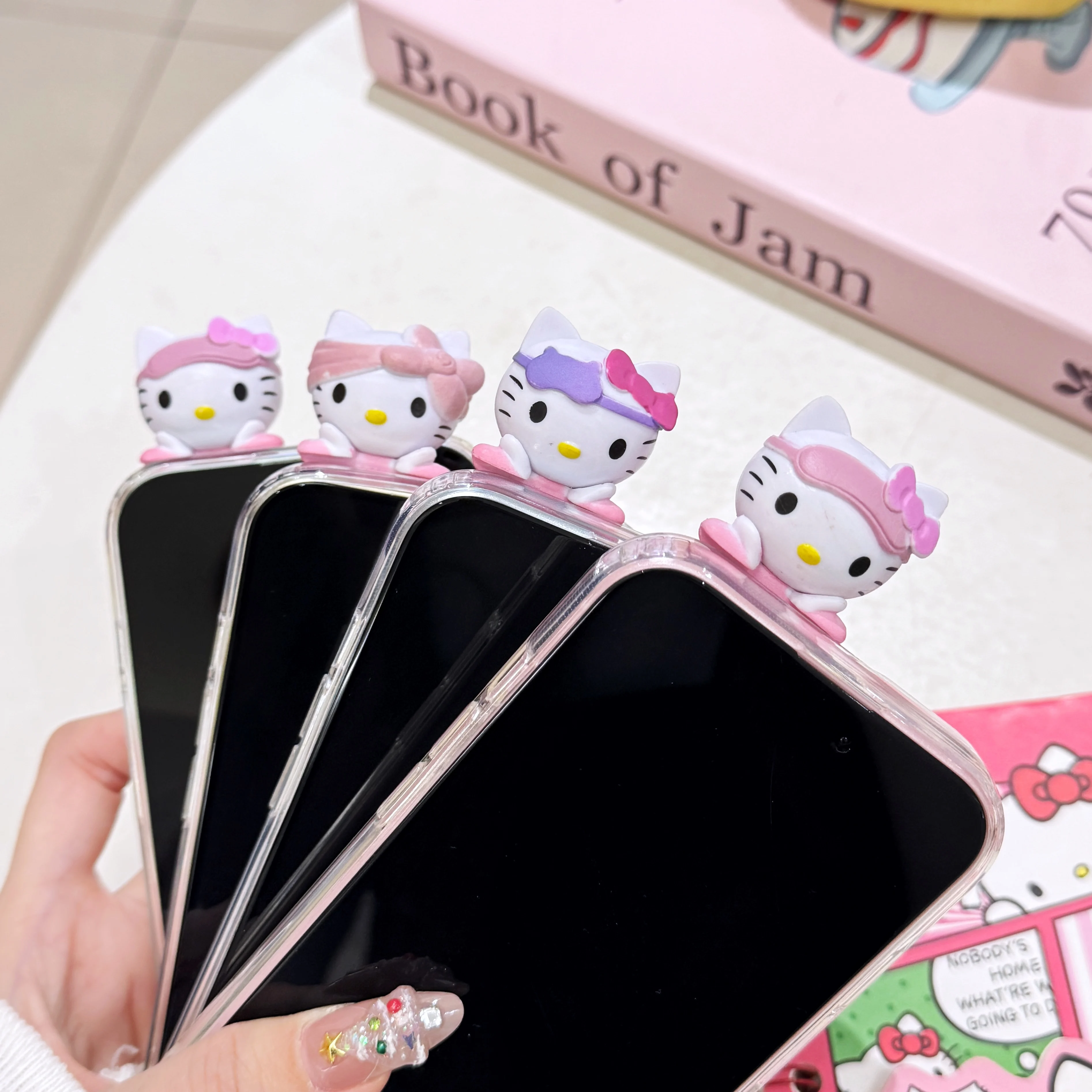 Cute 3D Hello Kitty Pendant Phone Case for iPhone 16 Pro Max 15 14 Plus 13 12 11 Pro XR XS X 8 7 SE 2020 Cover Random Gift Doll