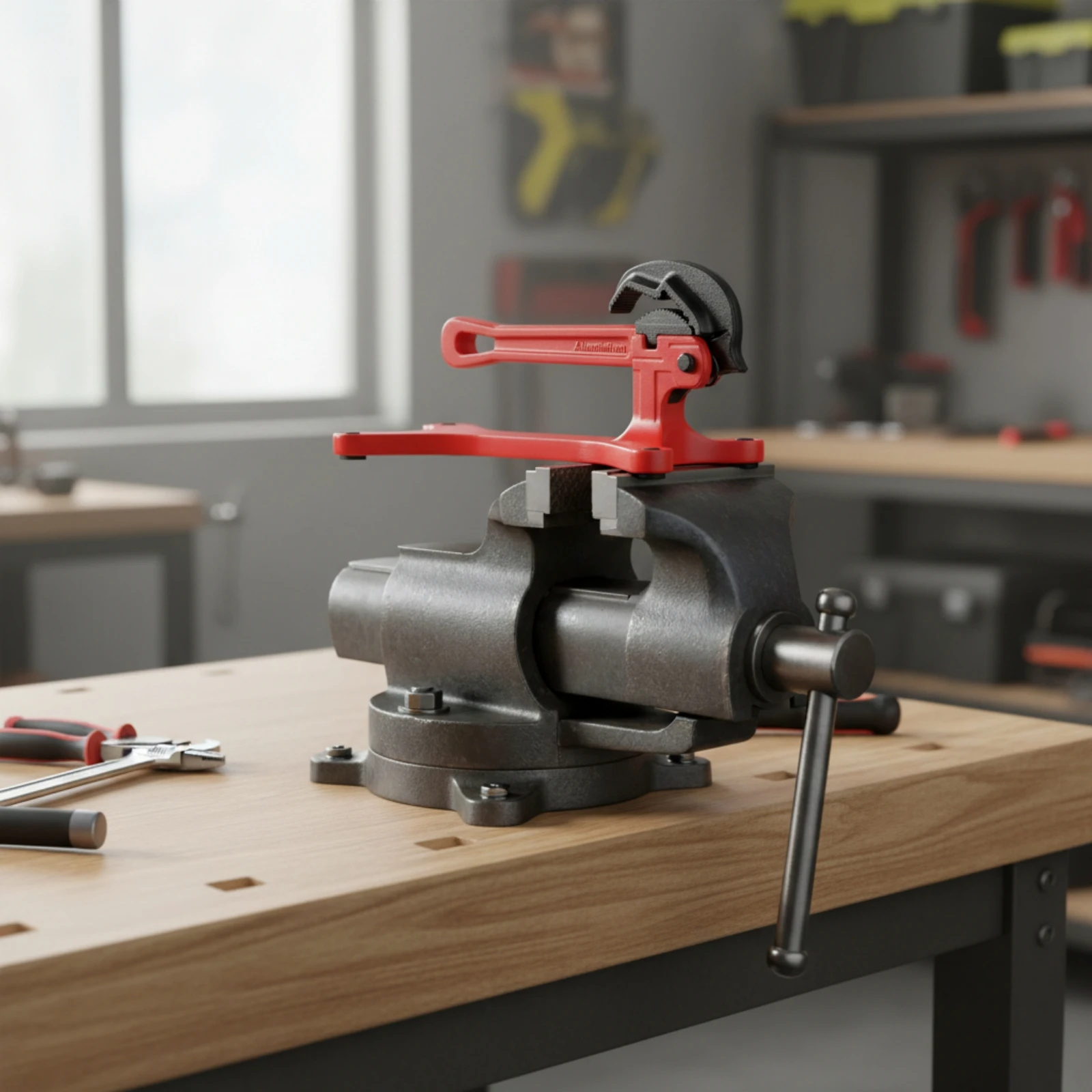 Bench Vise Non-Slip Vise with Serrated Clamping Surfaces Tool Multi-Purpose Hardened Steel for DIYers, Workbench, Workshop