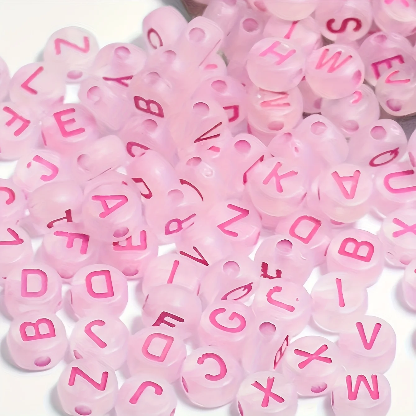 220pcs 4 * 7mm pink frosted flat round letter beads, can be used for decoration and exquisite bracelet DIY production view 3