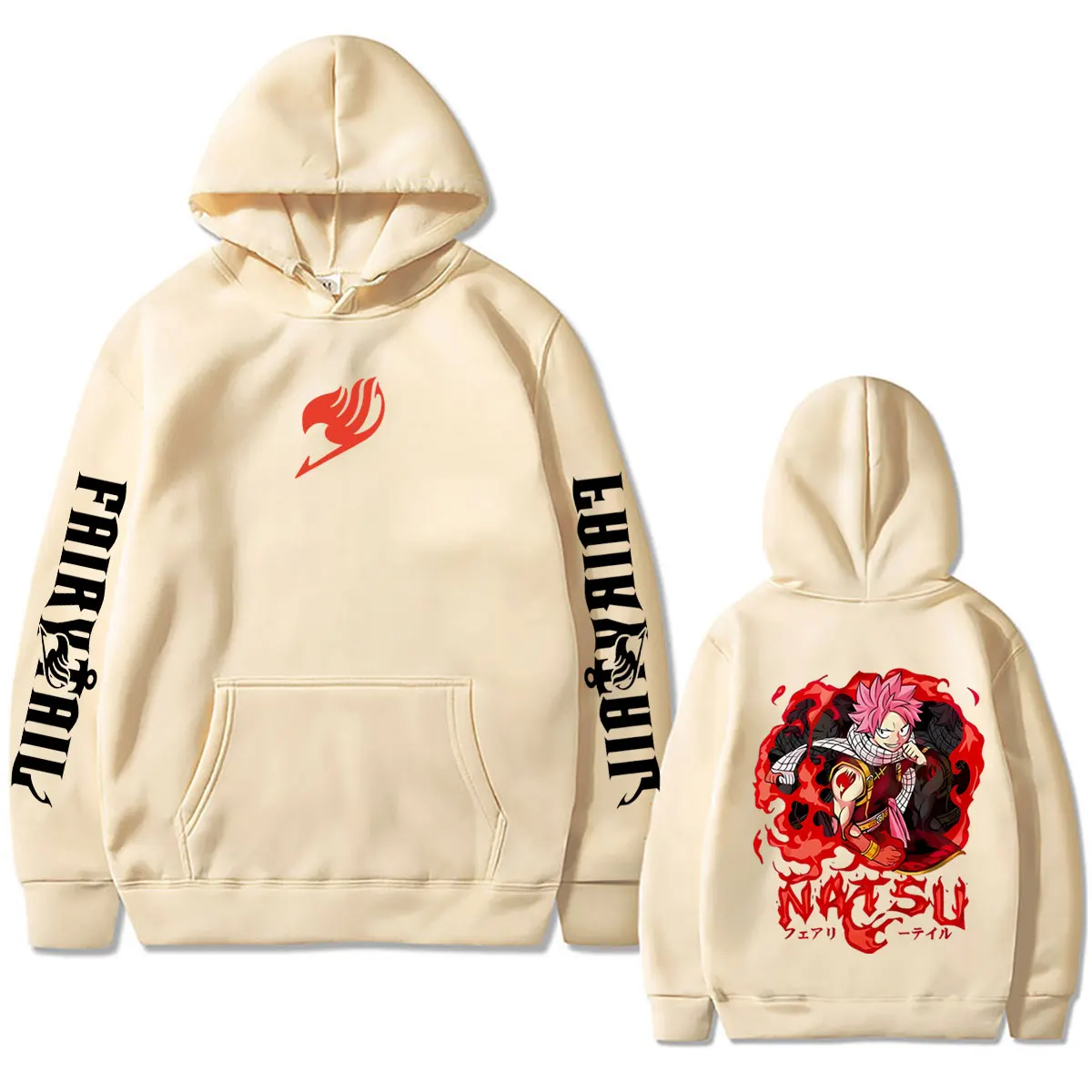Anime Fairy Tail Grafik-Hoodie Cartoon Natsu Dragneel Kapuzenpullover Herren Damen Kleidung Manga Vintage Oversized Streetwear – Detail 7