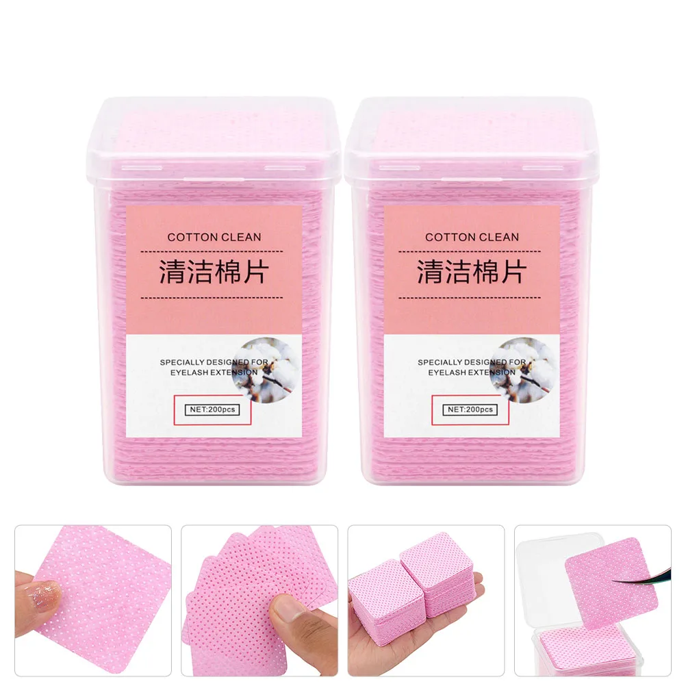 

400pcs Eyelash Extension Wipes Cleaning Cotton Glue Bottle Clogging Prevention Non Woven Fabric Wipes Glue Residue Remover Lash