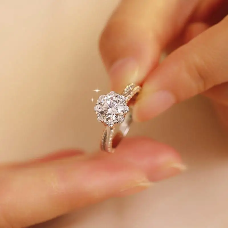 【JYJZZ122】S925 srebrny Moissanite lekki luksusowy ślubny pierścionek zaręczynowy z kokardką Boutonniere 1 CT Moissanite Ring