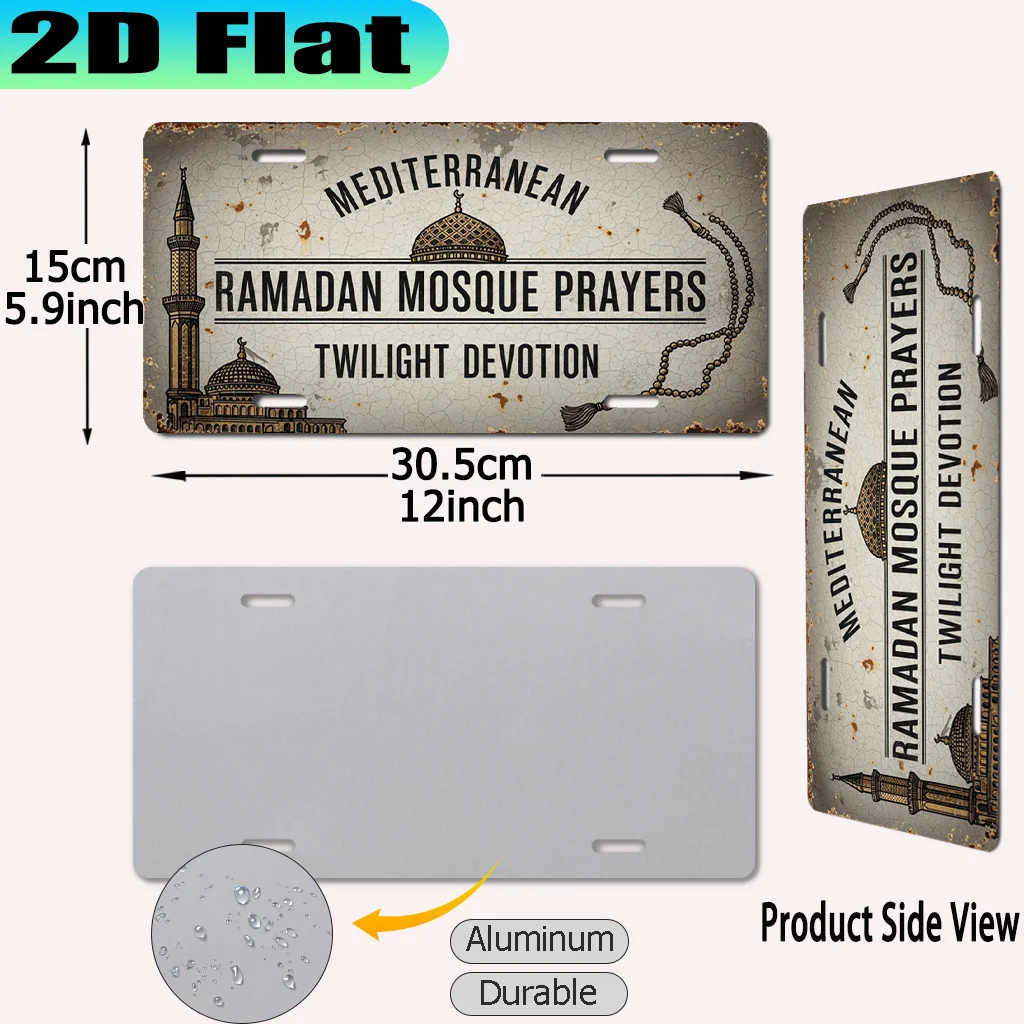 2D Flat, [2D Flat] 1pc, Mediterranean   Prayers Twilight Devotion Vintage Aluminum Sign (30.48 X 15.24cm), for Decorative Purpos