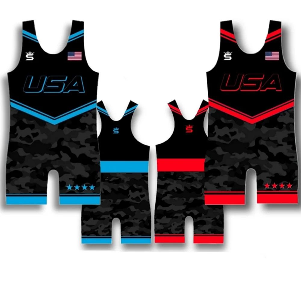 Men's Wrestling Singlets Skinsuit Boxing One Piece Bodysuit Swimwear Gym Sport Fitness Clothing Pro Sleeveless Running Speedsuit