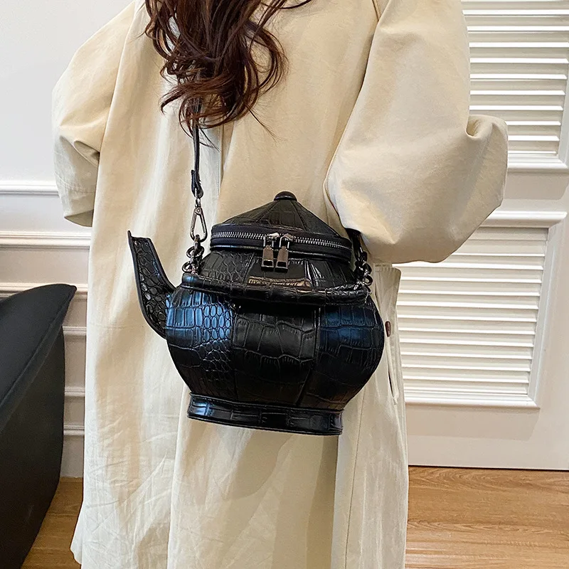 2025 겨울 신상 티포트 가방, 독특한 티포트 크로스바디 백, 여성 코스프레용 독특하고 귀여운 숄더 핸드백