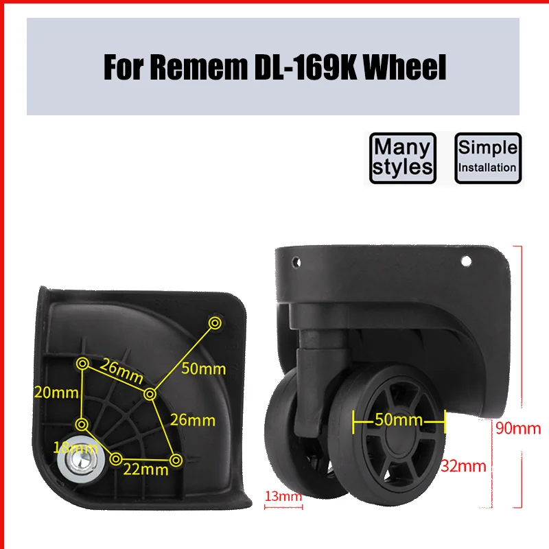 Suitable For Remem DL-169K Universal Wheel Replacement Suitcase Smooth Silent Shock Absorbing Wheel Accessories Wheels Casters