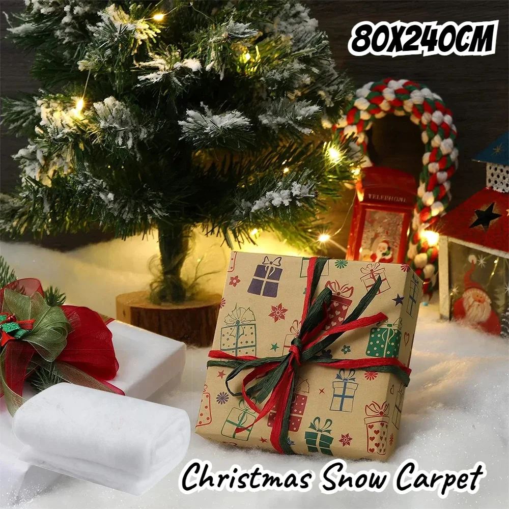 

1/2/3PCS Simulation Snow Cotton Thickened Artificial Snow Cover Blanket Christmas Snowflakes Arrangement Decoration 80cmx240cm