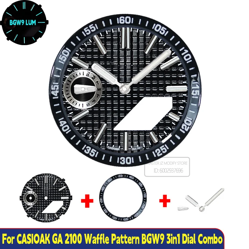 Premium Waffle texture Watch Mod For CASIO GA2100 GA 2110 Watch Dial BGW9 C1 Lume Metal hands 3in1 Offshore Mod kit view 5