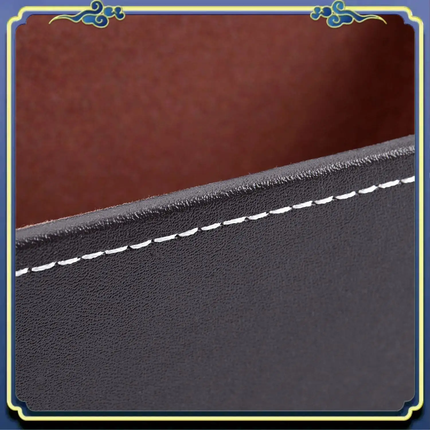 

A86P-1Pcs Leather Remote Control CD Organizer Phone Desktop Storage Box(Brown)