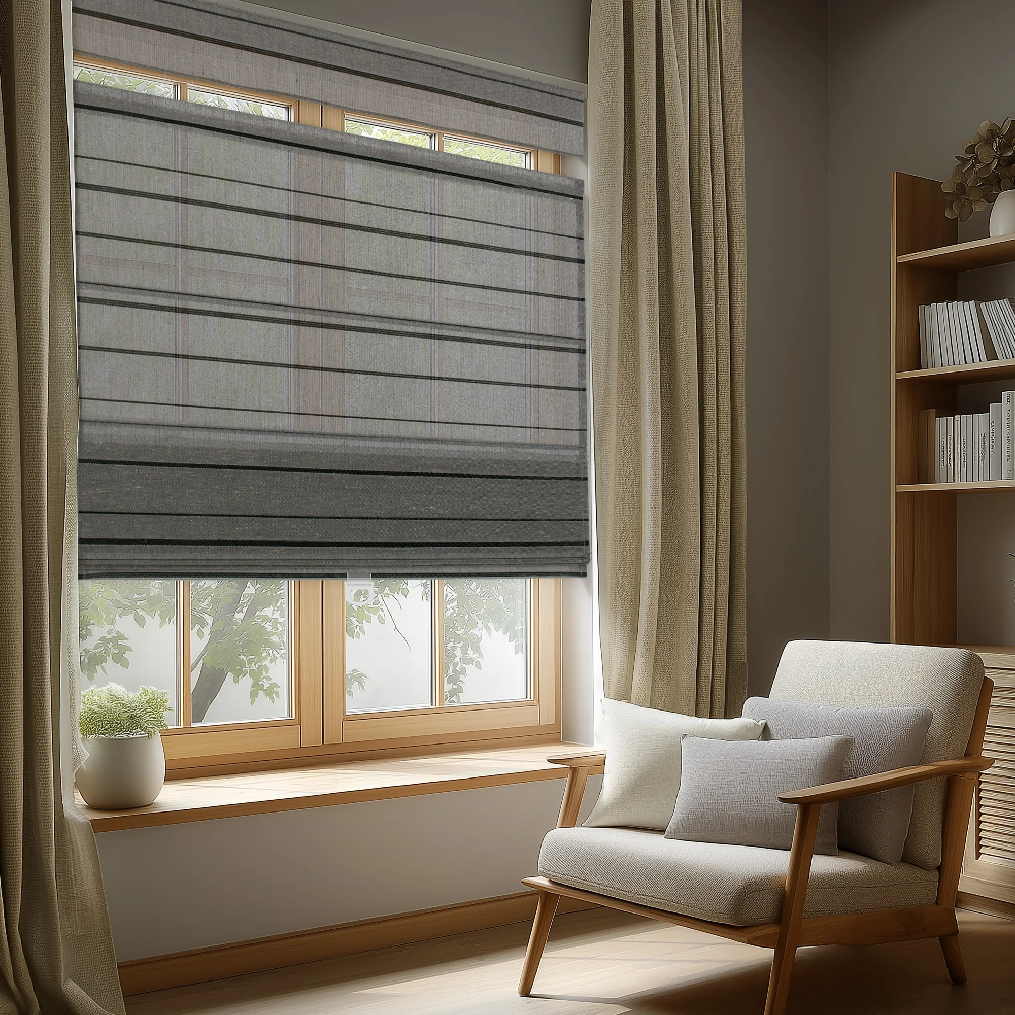 No Drill Built-In Roman Blinds Top Down Bottom up Light Filtering UV Protection Window Shades for Bedroom Plain Technique
