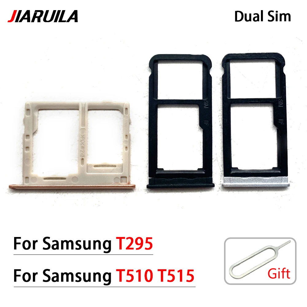 2Pcs，New Dual-Card Sim Tray Holder For Samsung Tab A 8.0 2019 T295 T290 T510 T515 SIM Card Tray Slot Holder Adapter Socket + Pin