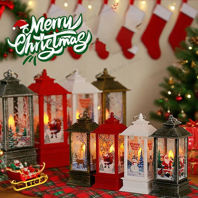 Christmas Home Decoration Products Xmas LED Lantern Candle Decorative Tea Lights Christmas Tree Hanging Ornaments Lights Gifts
