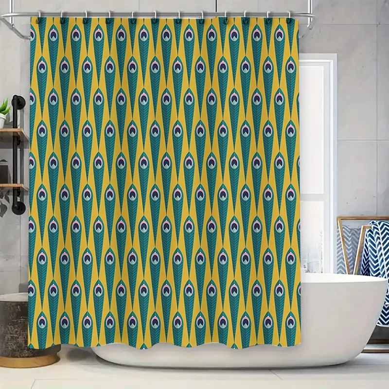 

Bathroom Shower Curtain Peacock Floral Pattern Waterproof Fabric Decor Vintage Blue Green Washable Home Hotel Spa