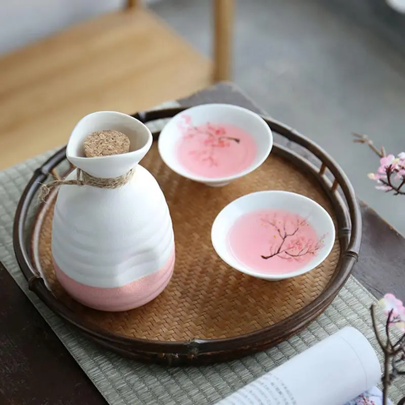 

50ML Japanese Style Doucet Cup Hand-embossed Sakura Teacups Ceramic Sake Glasses Retro Master's Cup Household Cocktail Glasses