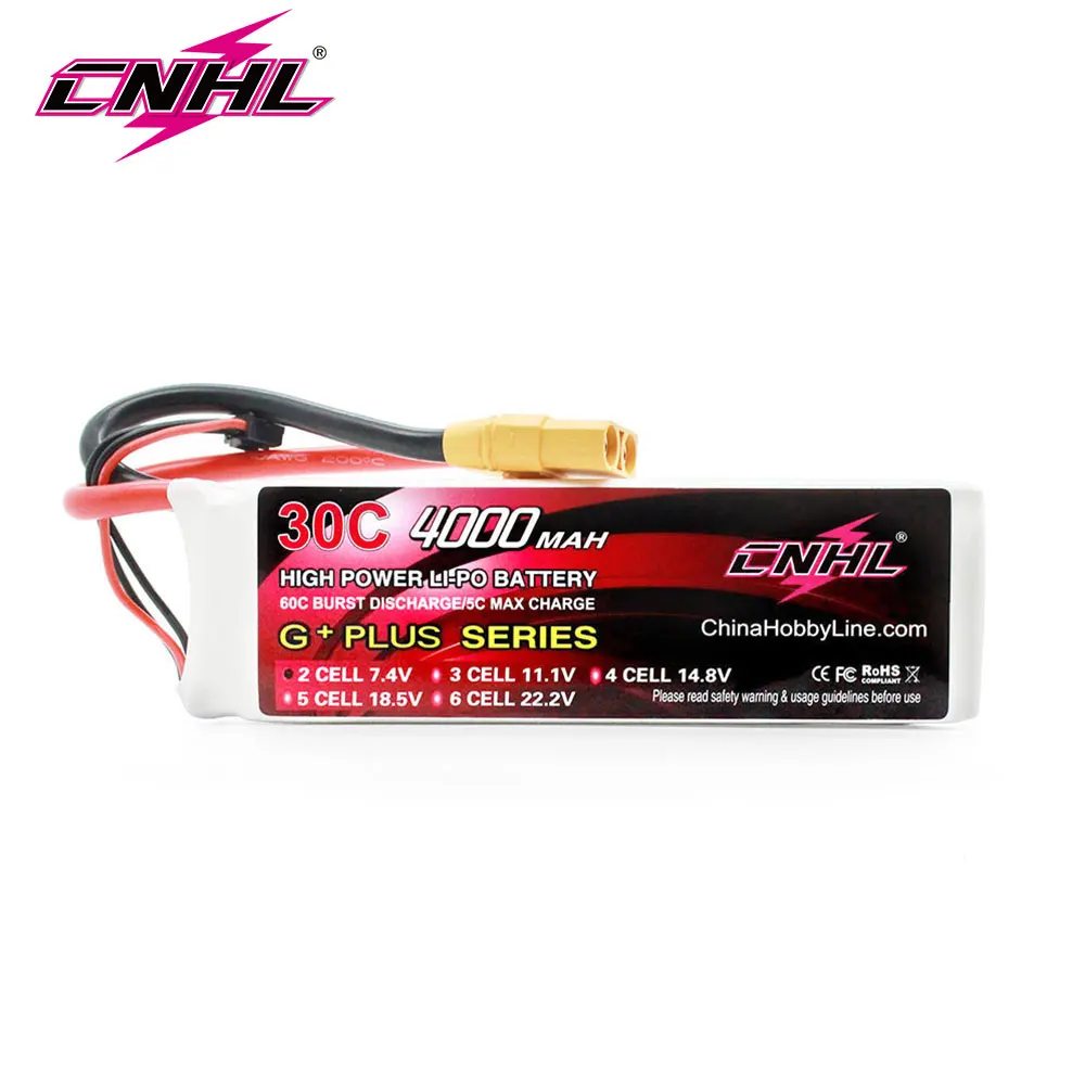 CNHL Lipo 7.4V 2S Battery 4000mAh 30C With XT90 Plug For Airplane Helicopter Quadcopter RC Car Boat Drone Speedrun Truck Truggy