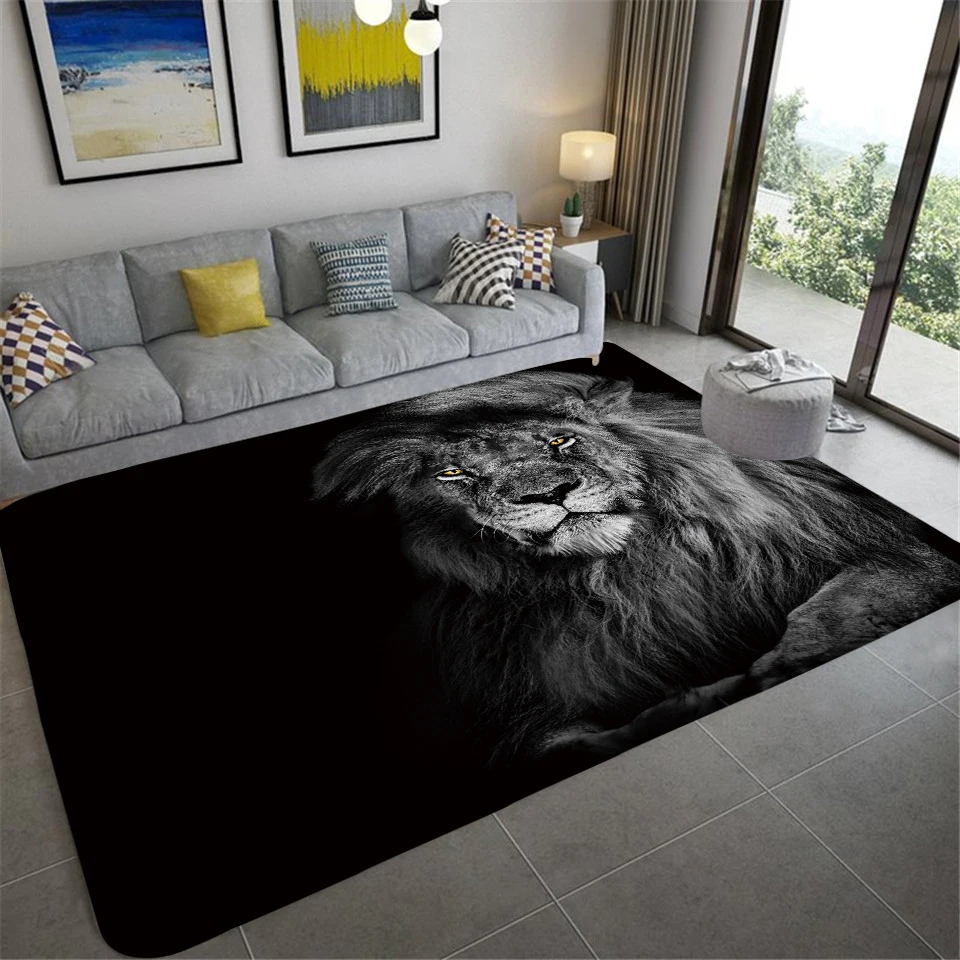 

Fierce Lion Art Premium Carpet Animal Print Carpet Living Room Bedroom Carpet Soft Non-slip Children's Room Crawling Floor Mat