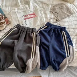 2025 Winter New Children Fleece Trousers Solid Boys Warm Sweatpants Plus Velvet Thick Girls Harem Pants Cotton Kids Casual Pants