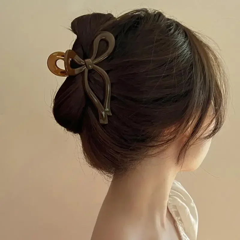 New Korean Version 3D Ribbon Shape High Ponytail Plate Hair Claw Artifact Bow Grab Hairpin Shark Clip Hair Card Hair Accessories