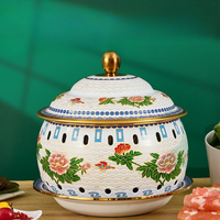 Cloisonne Copper Hot Pot,Single-person Alcohol Stove Enamel Hotpot,One Person One Pot, Alcohol Copper Pot Mongolian Milk Tea Pot