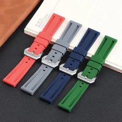 24mm Silicone Rubber Watchband for Panerai PAM Strap Black Green Blue Red Band Tang Buckle Sport Waterproof Replacement Bracelet